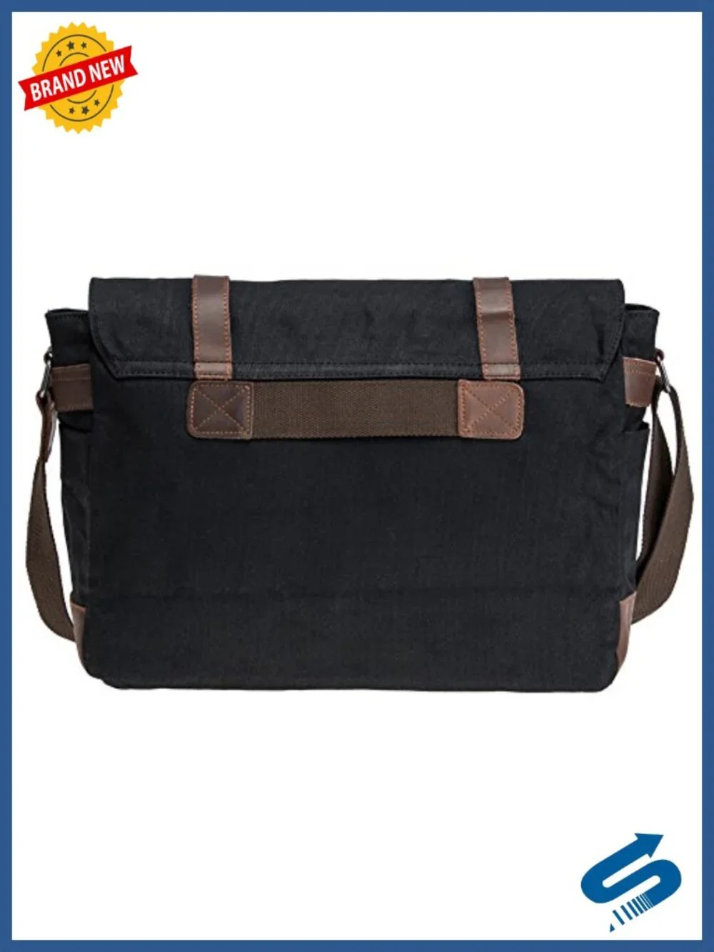 Vintage Genuine Leather Waxed Canvas Laptop Messenger Bag 15.6